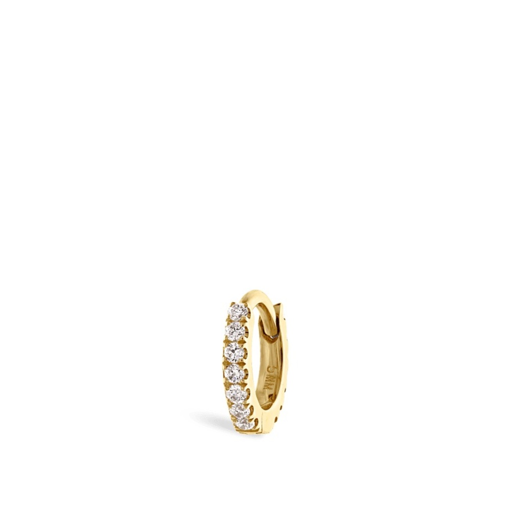 MARIA TASH Diamond Eternity Hoop Earring 5mm Yellow Gold Piercing Huggy Mini